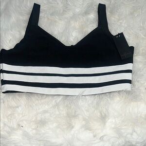 Black and White Striped Women's Top